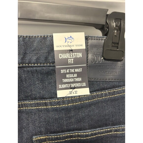 Men's Southern Tide Dark Blue Jeans Charleston Fit Size 32x32 Slight Taper NWT - Picture 4 of 5